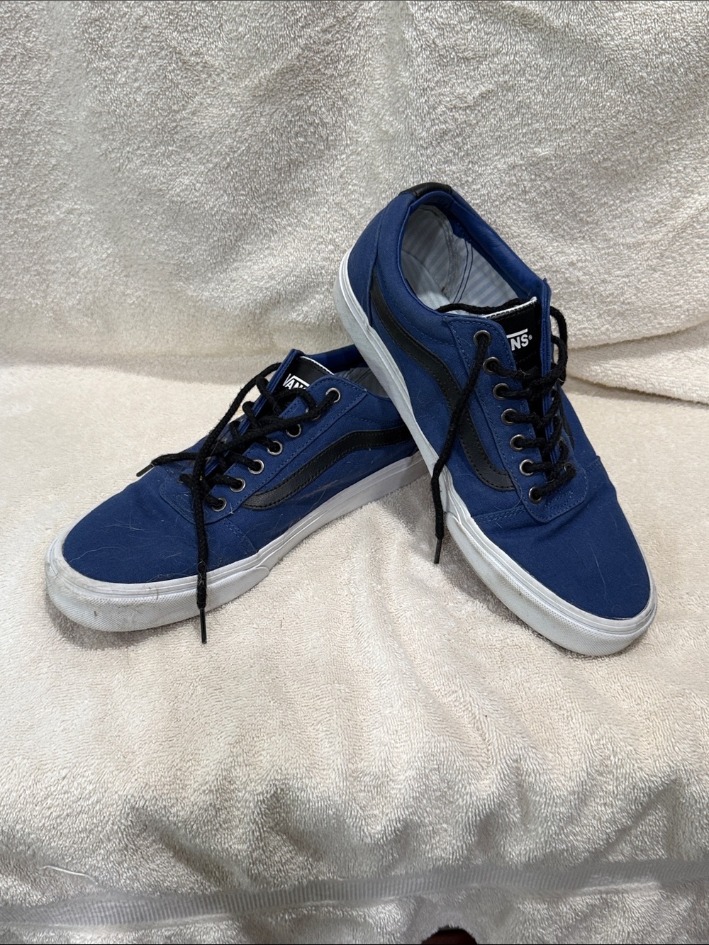 Vans Navy Blue Low-Top Sneakers with Black Accents